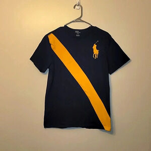 Polo by Ralph Lauren vintage 90s y2k embroidered boys XL 18/20 Navy and gold tee